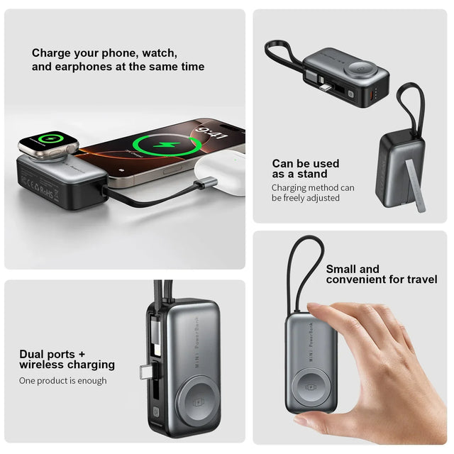 Pebble 5000 — Magnetic Power Bank with Kickstand