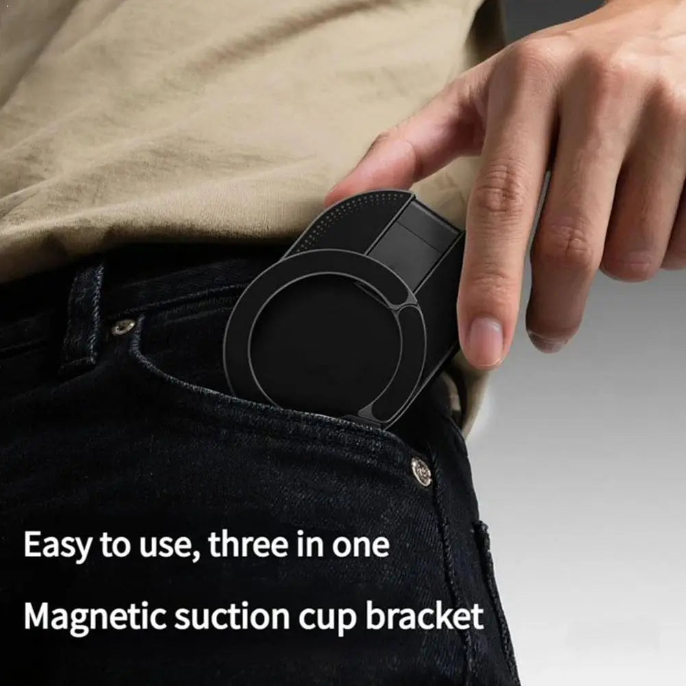 The Octo mount clipped to a jeans pocket, showing how small it folds
