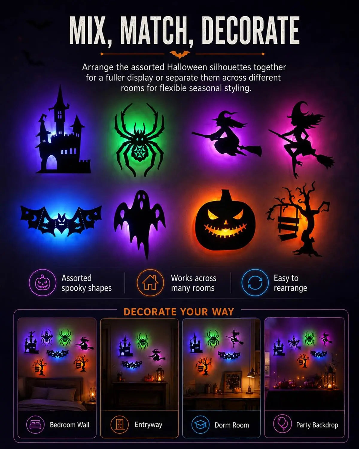 Spook 8 — LED Halloween Wall Silhouettes