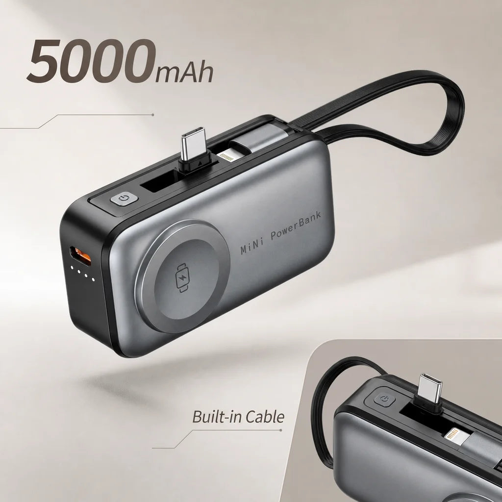 Pebble 5000 — Magnetic Power Bank with Kickstand