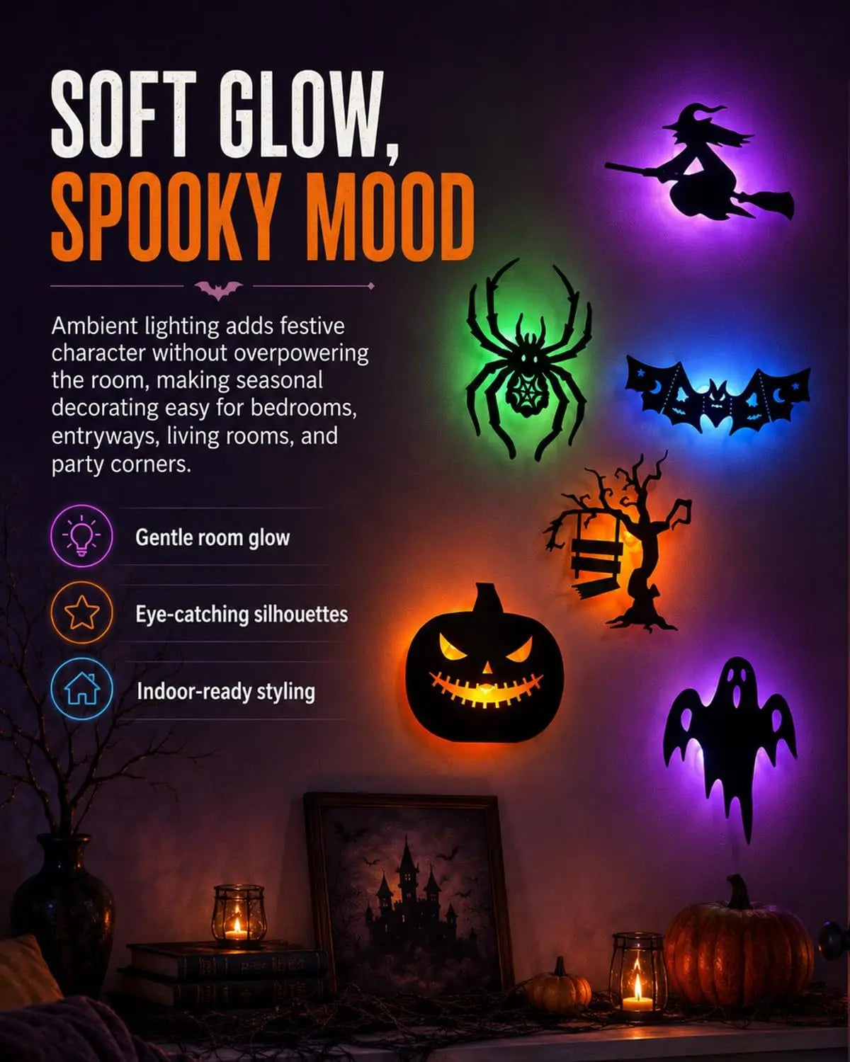 Spook 8 — LED Halloween Wall Silhouettes